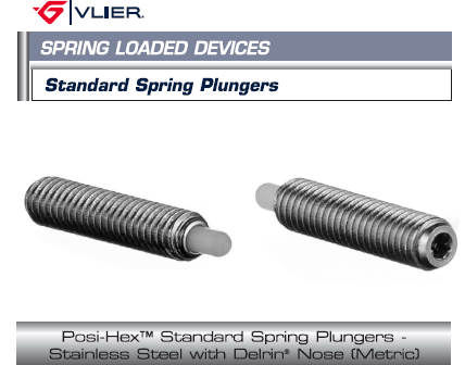 Posi-HexTM Standard Spring Plungers – Stainless Steel with Delrin® Nose (Metric)